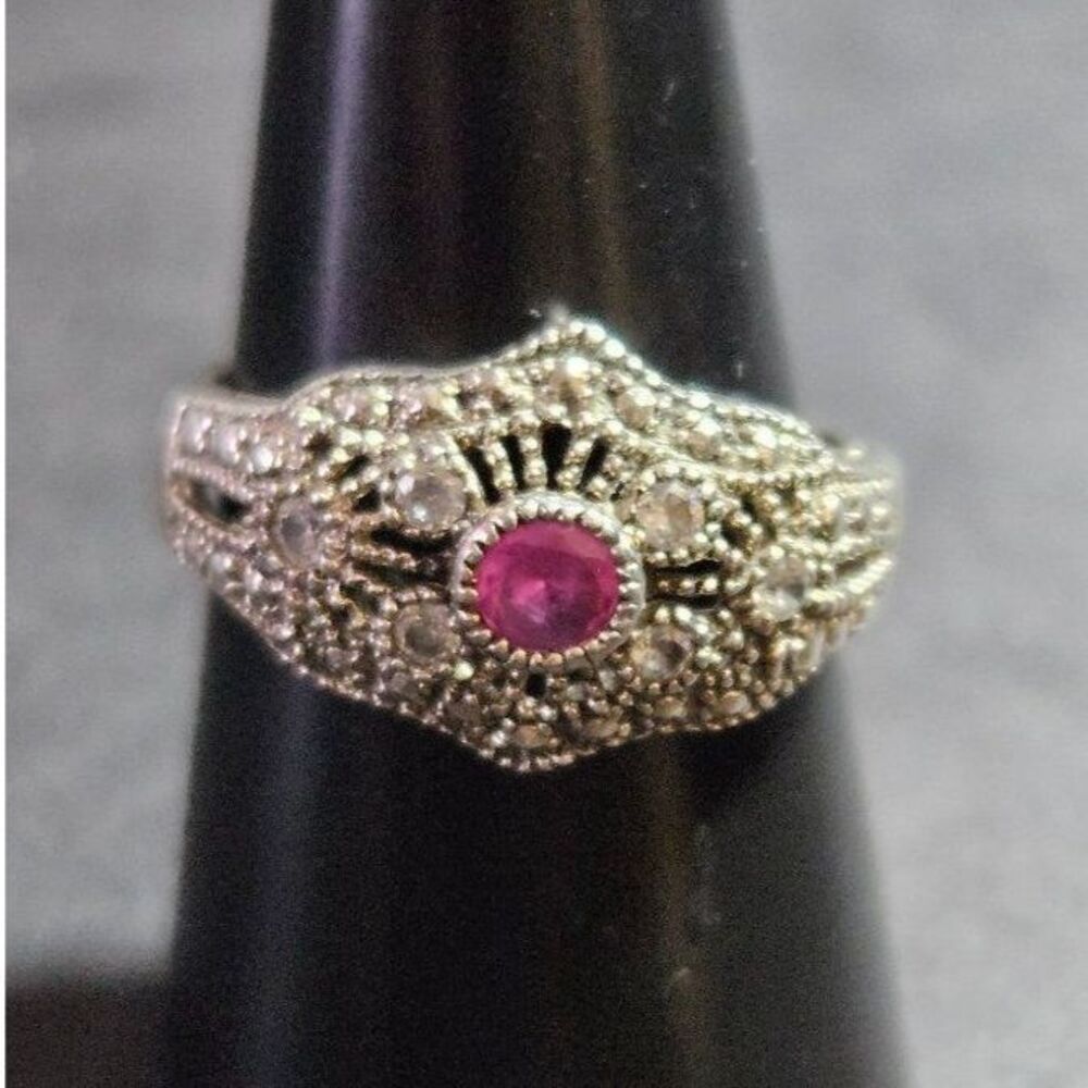 *Sale* Vintage Avon sterling silver ruby ring size 7